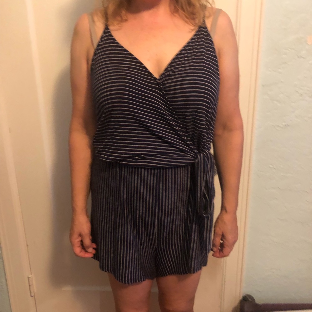 comfy and cute blue red and white romper